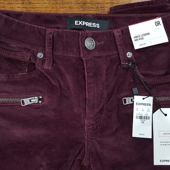 Express Zip Pocket Corduroy Stretch Ankle Legging - Picture 3 of 4
